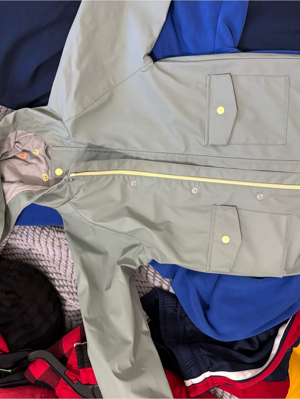 wonder nation Sage Green Raincoat with Yellow Accent